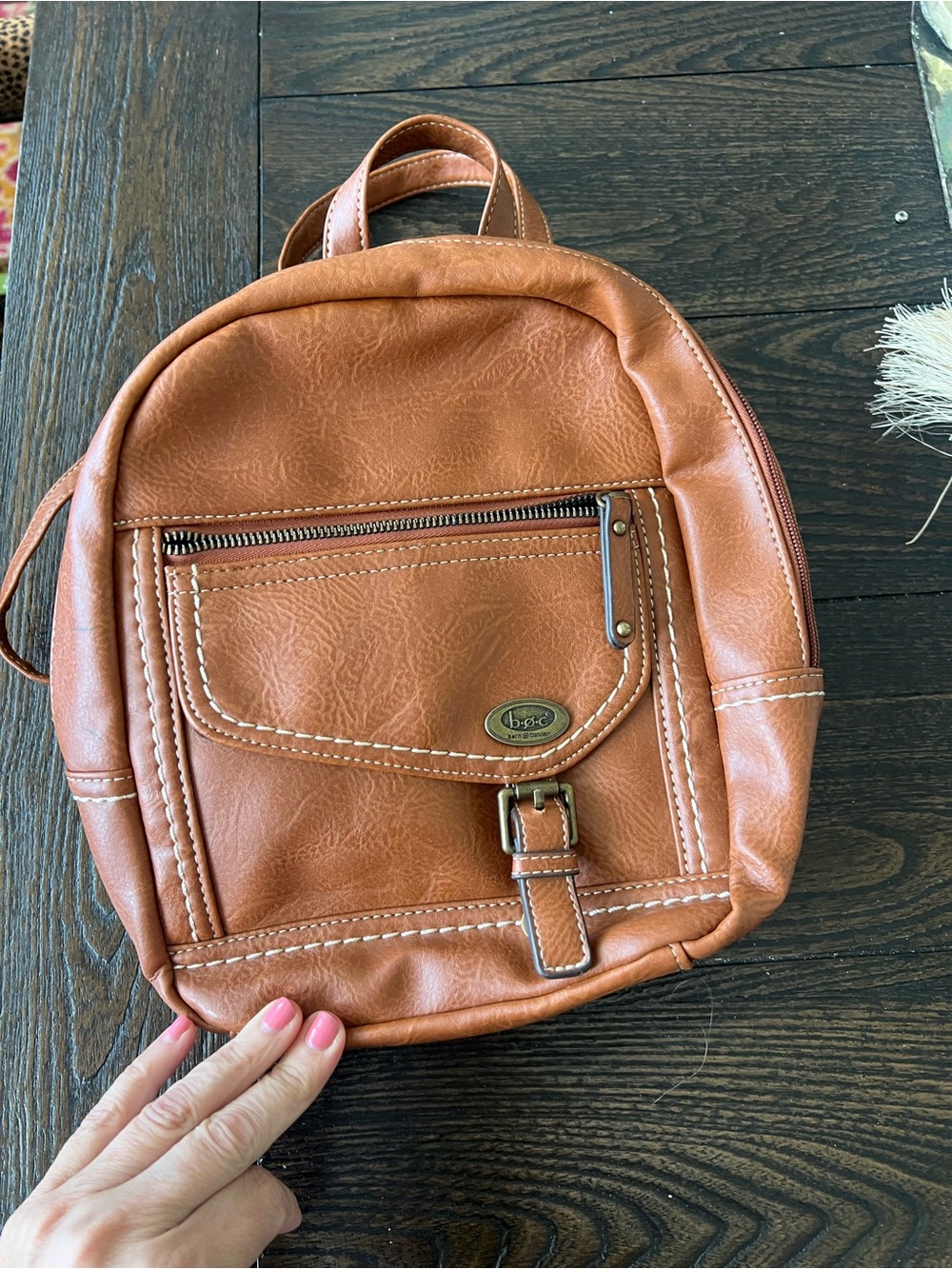 b.o.c. Tan Faux Leather Mini Backpack
